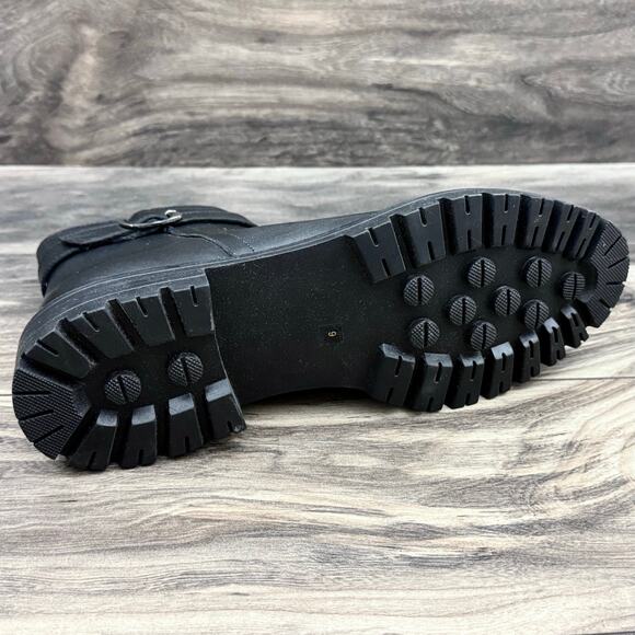 NEW Steve Madden Maezy 9M Black Leather Ankle Boots Bootie Biker - Picture 10 of 11